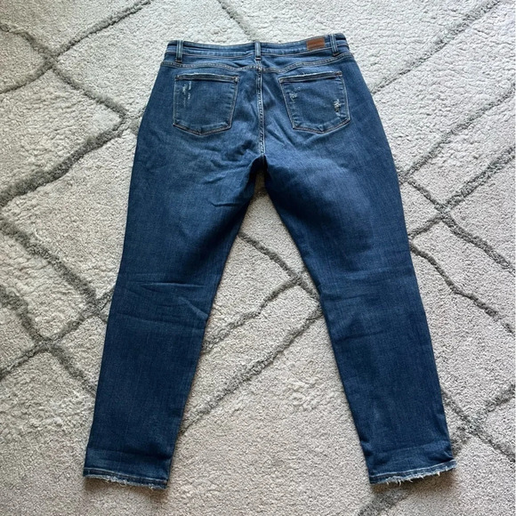 Judy Blue jeans slim fit mid rise dark wash distressed 32 - Picture 8 of 9